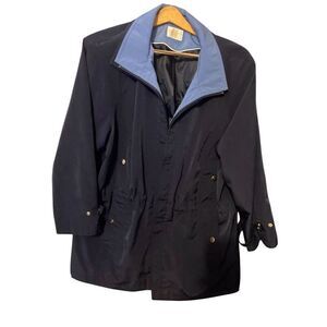 Gallery Women's Blue Mid-Length Raincoat Jacket Size M